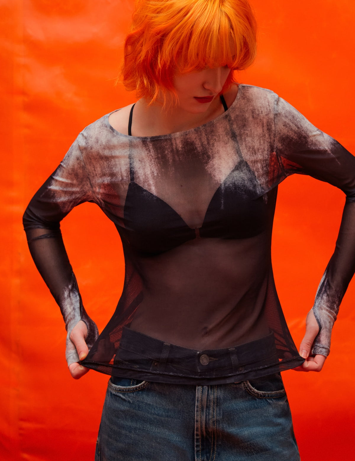 Translucent Abstract print Shirt